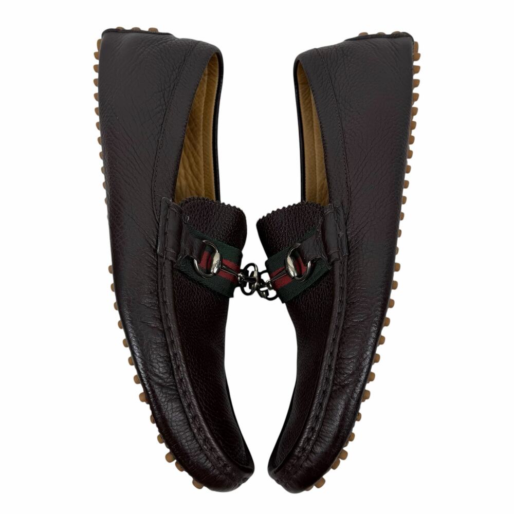 Gucci Horsebit Web Leather Driver Loafer Slip On Brown Size 10/ 10.5 - Picture 9 of 14